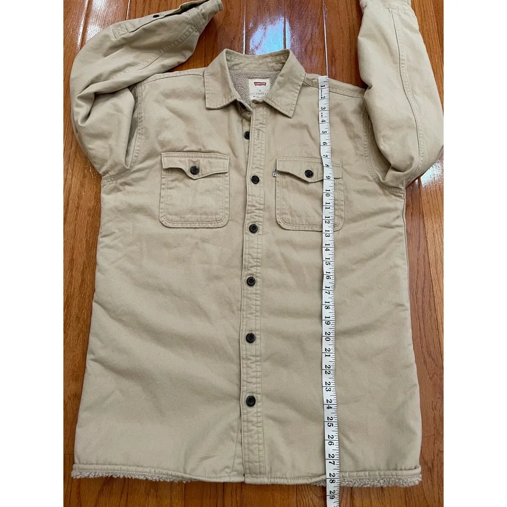 Levi Shirt Jacket Mens S Tan Cotton Sherpa Lined Utility Work Shacket 3LYLW7252